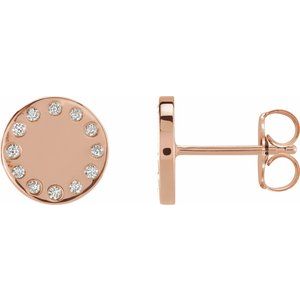 14K Rose Gold Round Shape 1 Mm I1, G-H .05 Ctw Natural Diamond Full Moon Phase Earring