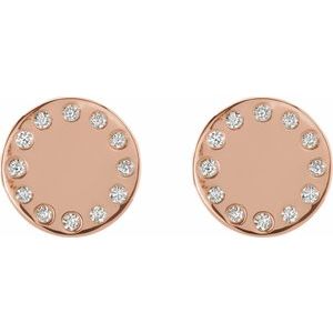 14K Rose Gold Round Shape 1 Mm I1, G-H .05 Ctw Natural Diamond Full Moon Phase Earring