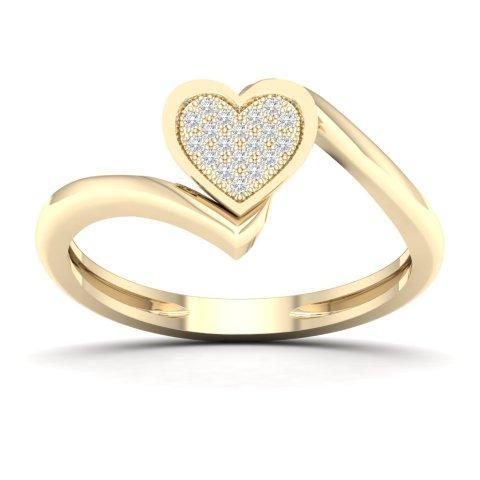10K Yellow Gold 0.06 Cttw Diamond Ladies Heart Ring