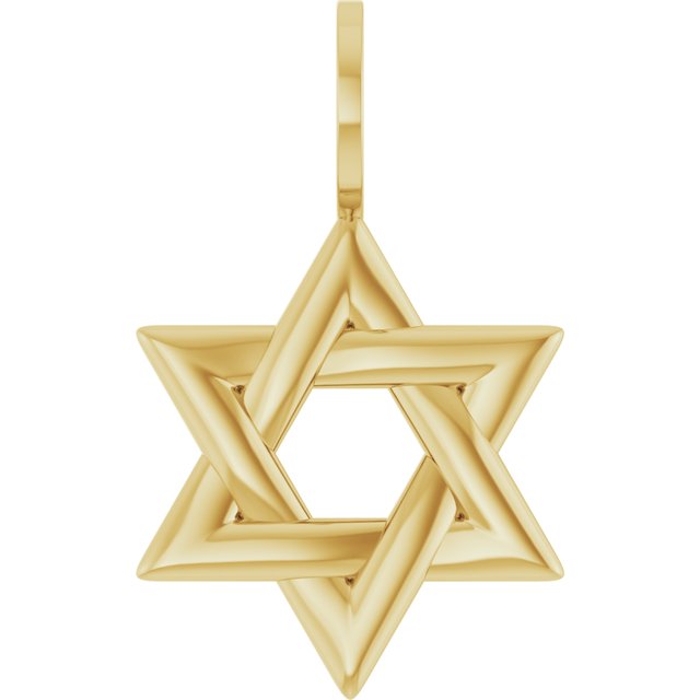 14K Yellow Gold 25.6 X 15.7 Mm Polished Star Of David Pendant