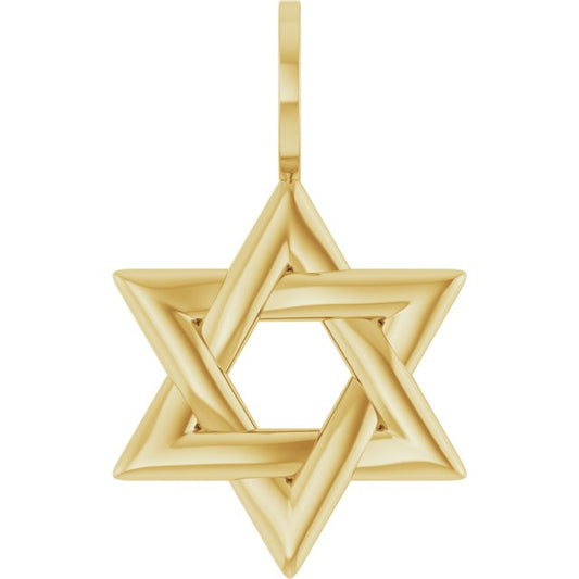 14K Yellow Gold 25.6 X 15.7 Mm Polished Star Of David Pendant