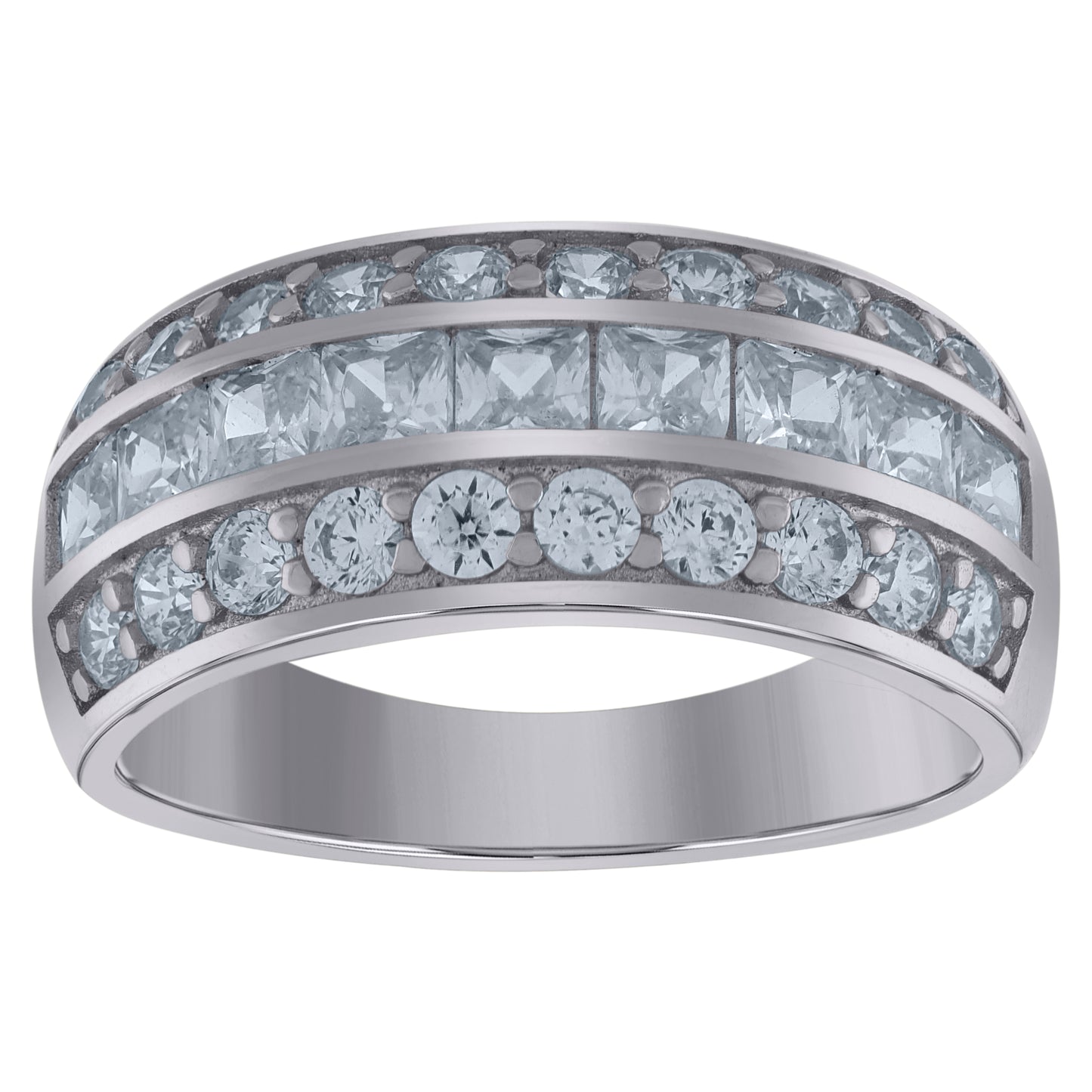 Sterling Silver Women's Princess-Cut Cubic-Zirconia Bridal Anniversary Engagement Wedding Band Ring