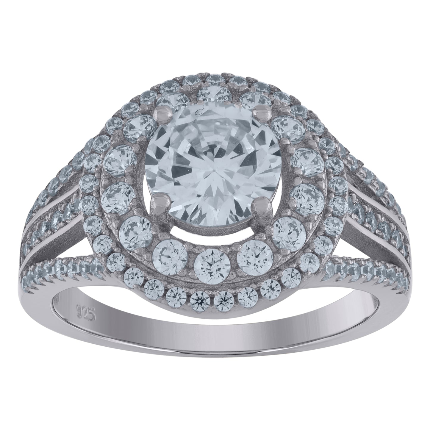 Sterling Silver Womens Cubic-Zirconia Bridal Anniversary Engagement Wedding Ring