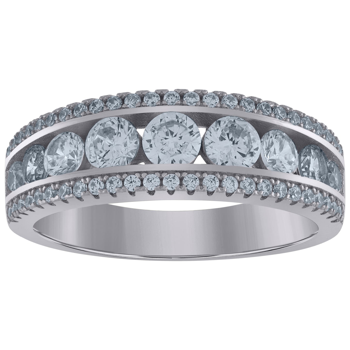 Sterling Silver Womens Cubic-Zirconia Bridal Anniversary Engagement Wedding Band Ring
