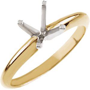 14K Yellow Gold & Platinum 6-6.6 mm Round 4-Prong Light Solitaire Ring Mounting Size 6