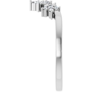 14K White Gold Round Polished 1/6 Natural Diamond Contour Band Size 7