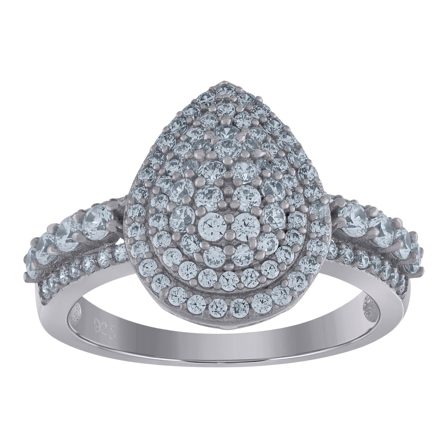 Sterling Silver Womens Cubic-Zirconia Tear Drop Fashion Bridal Anniversary Wedding Engagement Band Ring