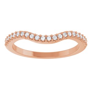 14K Rose Gold Round 1.2 Mm Polished 1/6 Ctw Natural Diamond Matching Band Size 7