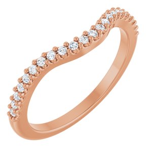 14K Rose Gold Round 1.2 Mm Polished 1/6 Ctw Natural Diamond Matching Band Size 7