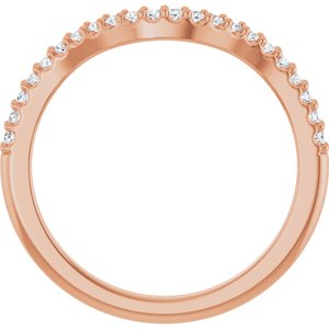 14K Rose Gold Round 1.2 Mm Polished 1/6 Ctw Natural Diamond Matching Band Size 7