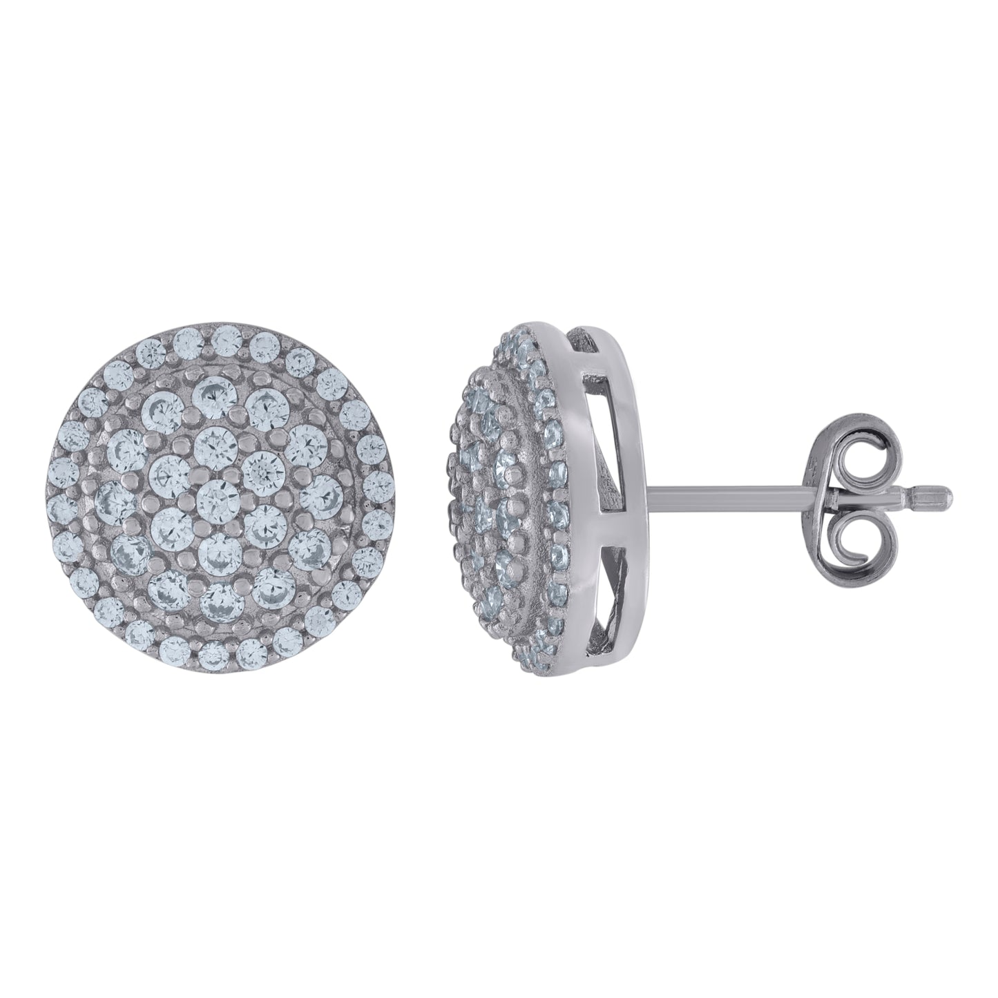 Sterling Silver Or Yellow-Tone Unisex Cubic-Zirconia Round Fashion Stud Earrings