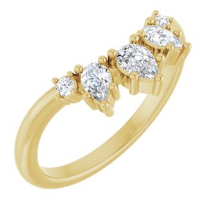 14K Yellow Gold Pear 4.5 X 3 Mm Polished 3/8 Ctw Lab Grown Diamond Contour Band Size 7