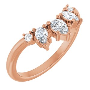 14K Rose Gold Pear 4.5 X 3 Mm Polished 3/8 Ctw Natural Diamond Contour Band Size 7