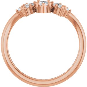 14K Rose Gold Pear 4.5 X 3 Mm Polished 3/8 Ctw Natural Diamond Contour Band Size 7