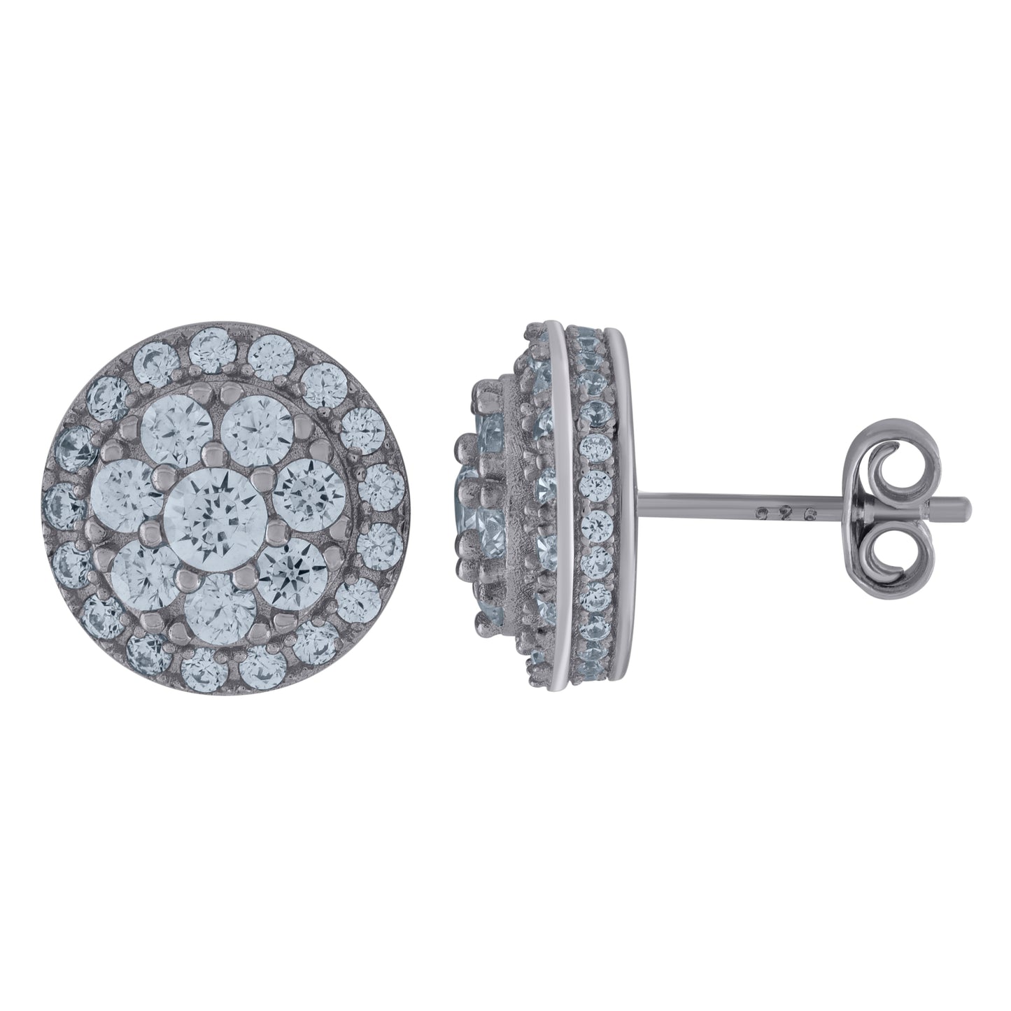 Sterling Silver Or Yellow-Tone Unisex Cubic-Zirconia Round Fashion Stud Earrings
