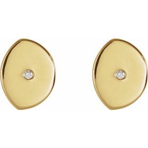 14K Yellow Gold Round Shape 1 Mm I1, G-H .0025 Natural Diamond Gibbous Moon Phase Earring