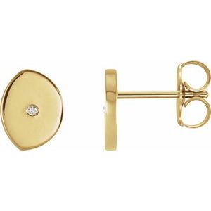 14K Yellow Gold Round Shape 1 Mm I1, G-H .0025 Natural Diamond Gibbous Moon Phase Earring
