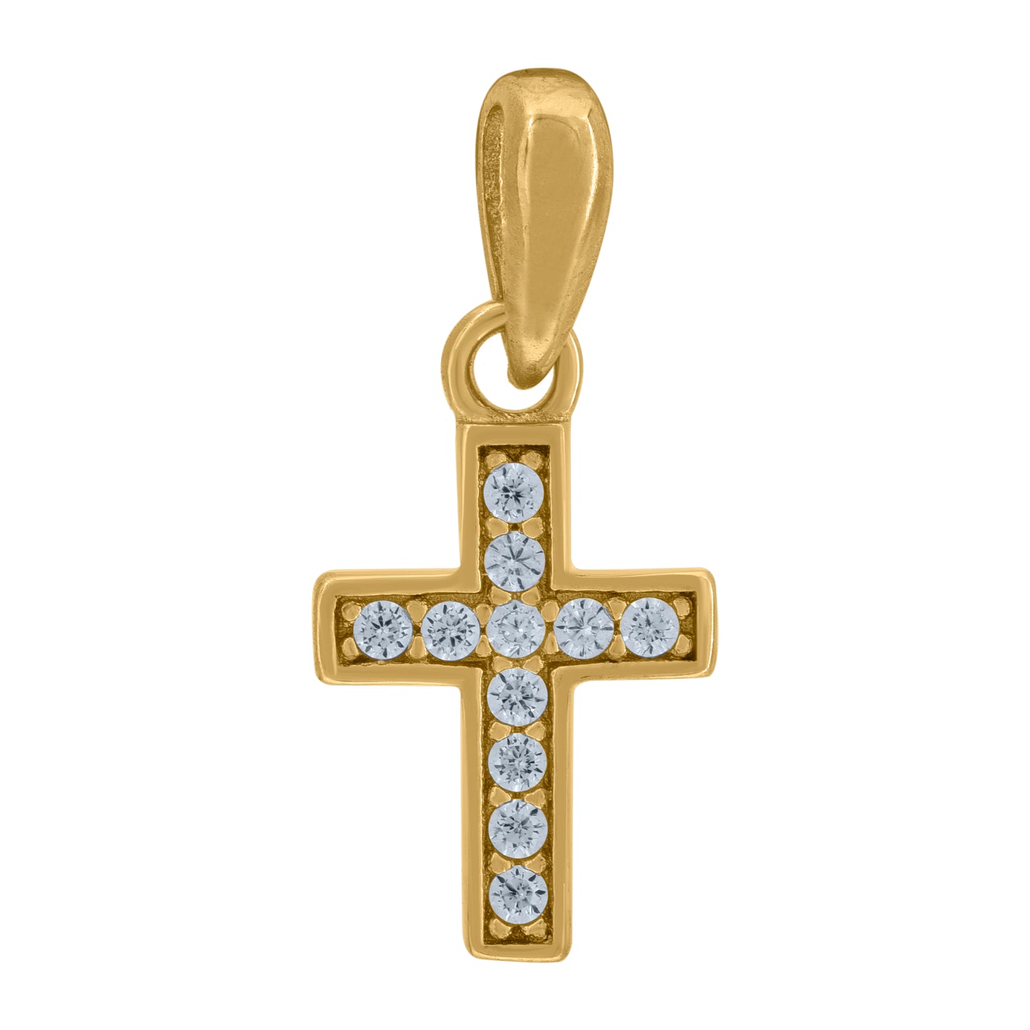 Sterling Silver Unisex Cubic-Zirconia Cross Religious Charm Pendant