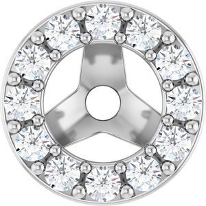 14K White Gold 3.5 Mm Pair Polished 1/6 Ctw Natural Diamond Halo-Style Earring Jackets