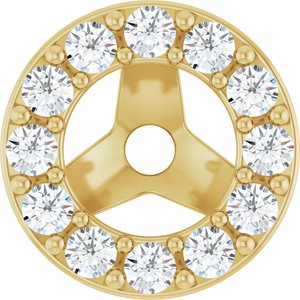 14K Yellow Gold 3.5 Mm Pair Polished 1/6 Ctw Natural Diamond Halo-Style Earring Jackets