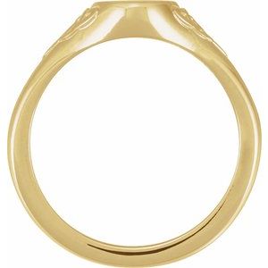 14K Yellow Gold Oval 9.87 X 6.28 Mm Brush Polished Celtic-Inspired Signet Ring Size 7