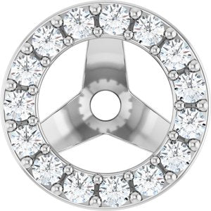 14K White Gold 4.5 Mm Pair Polished 1/5 Ctw Natural Diamond Halo-Style Earring Jackets