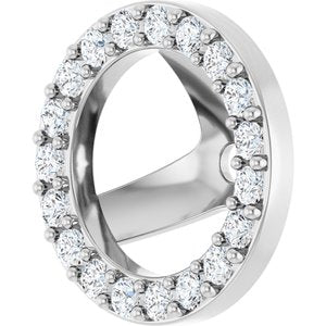 14K White Gold 6 Mm Pair Polished 1/4 Ctw Natural Diamond Halo-Style Earring Jackets