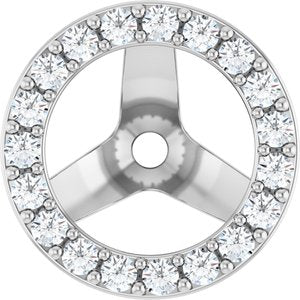 14K White Gold 6 Mm Pair Polished 1/4 Ctw Natural Diamond Halo-Style Earring Jackets
