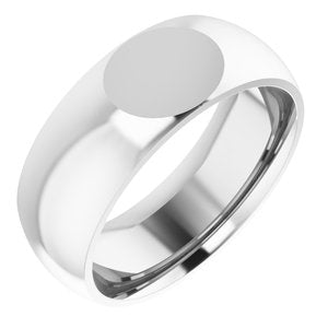 14K White Gold 8 Mm Polished Comfort-Fit Signet Wedding Band Size 11