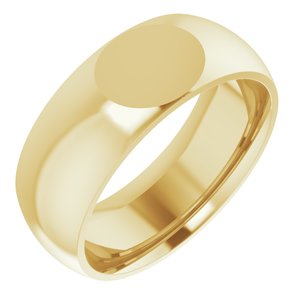 18K Yellow Gold 8 Mm Polished Comfort-Fit Signet Wedding Band Size 8