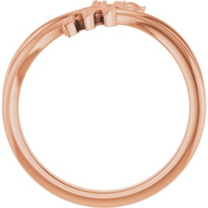 14K Rose Gold Polished Leaf Bypass Ring Size 7