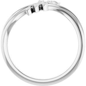 Sterling Silver Polished Leaf Bypass Ring Size 7