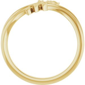 14K Yellow Gold Polished Leaf Bypass Ring Size 7