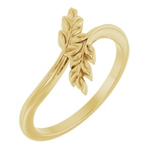 14K Yellow Gold Polished Leaf Bypass Ring Size 7