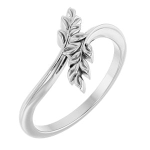 Sterling Silver Polished Leaf Bypass Ring Size 7