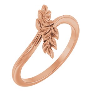 14K Rose Gold Polished Leaf Bypass Ring Size 7