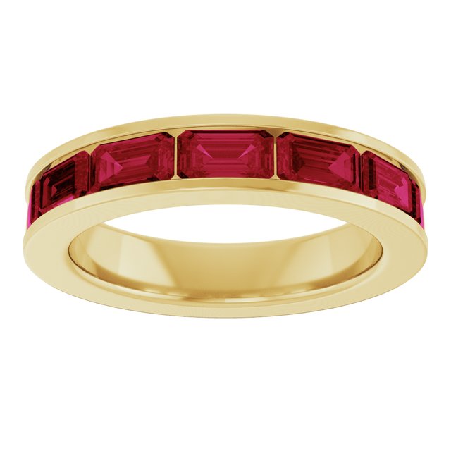 14K Yellow Or White Gold Emerald 5 X 3 Mm Polished Lab-Grown Gem Anniversary Band