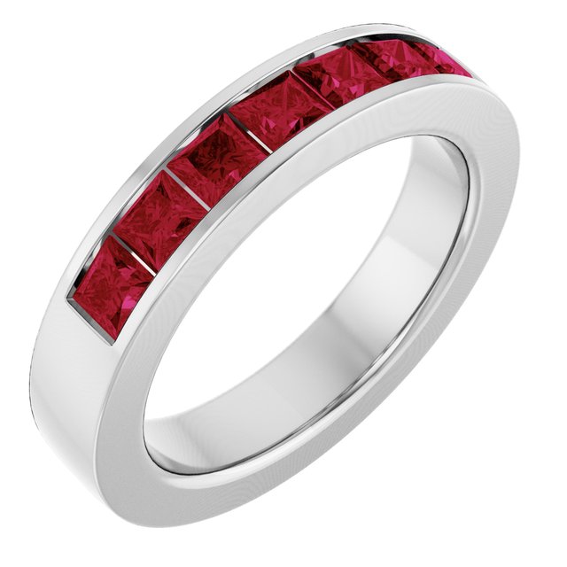 14K Yellow Or White Gold Square 3 X 3 Mm Polished Lab-Grown Gem Anniversary Band