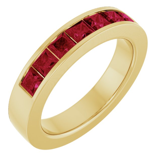 14K Yellow Or White Gold Square 3 X 3 Mm Polished Lab-Grown Gem Anniversary Band