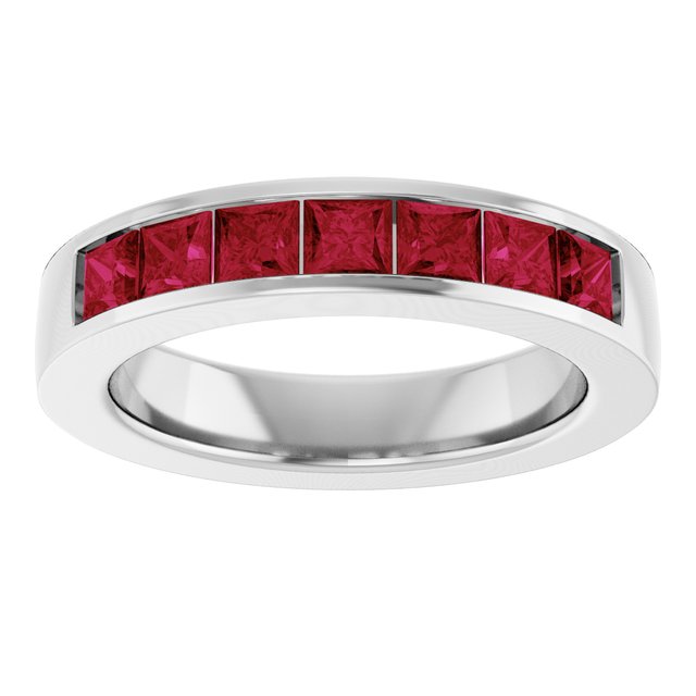 14K Yellow Or White Gold Square 3 X 3 Mm Polished Lab-Grown Gem Anniversary Band