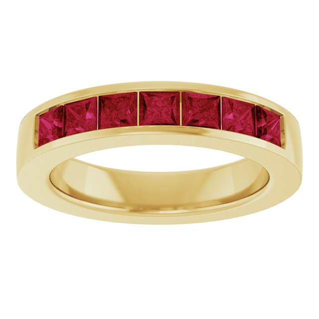 14K Yellow Or White Gold Square 3 X 3 Mm Polished Lab-Grown Gem Anniversary Band