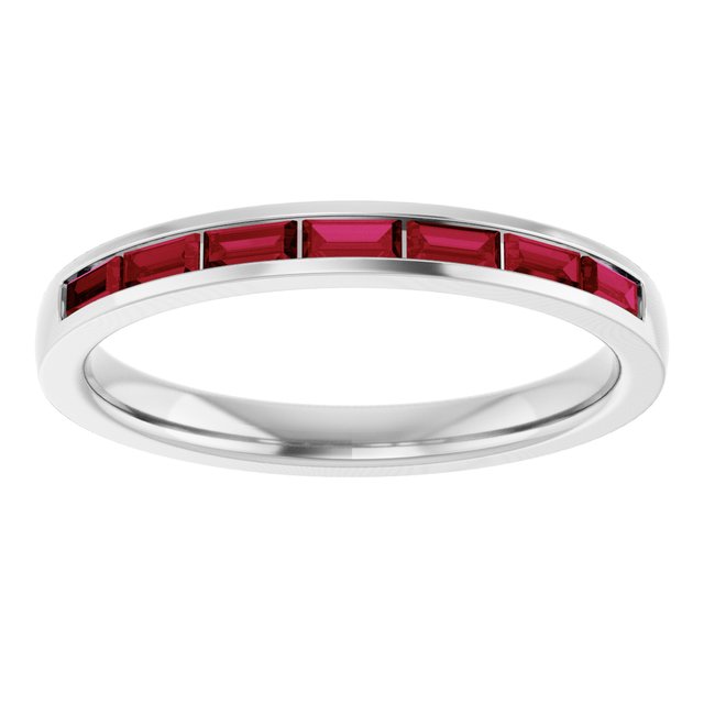 14K Yellow Or White Gold Straight Baguette 3 X 1.5 Mm Polished Lab-Grown Gem Anniversary Band, Size 7