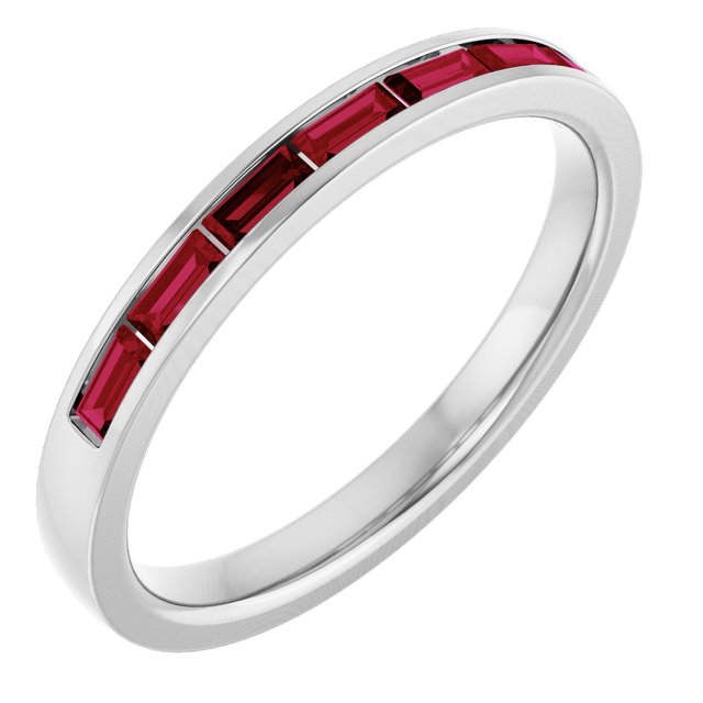 14K Yellow Or White Gold Straight Baguette 3 X 1.5 Mm Polished Lab-Grown Gem Anniversary Band, Size 7