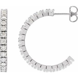 14K White Gold Pair Round Shape 2.2Mm Si1-Si2, Gh 1 5/8 Ctw Lab-Grown Diamond Hoop Earrings, Length: 24.7 Mm, Thickness: 2.2 Mm