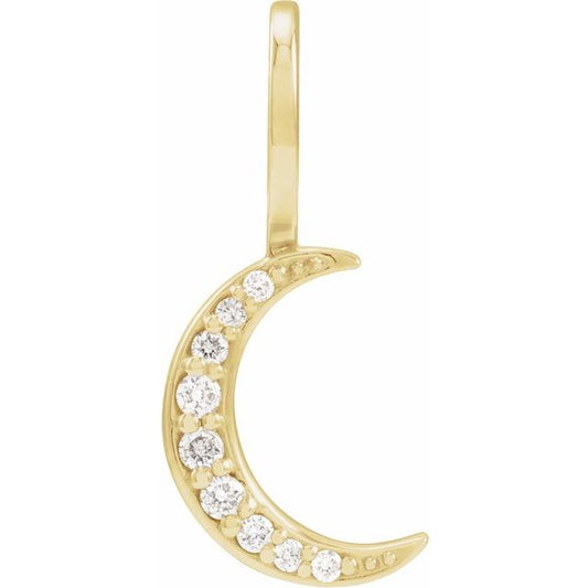 14K Yellow Gold Round I1, G-H Polished .07 Ctw Natural Diamond Crescent Moon Charm/Pendant
