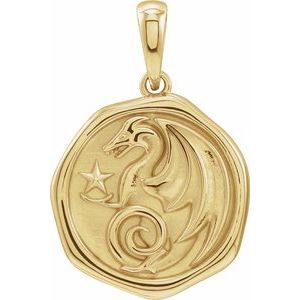14K Yellow Gold Dragon 23.53 X 15.24 Mm Polished Dragon Pendant