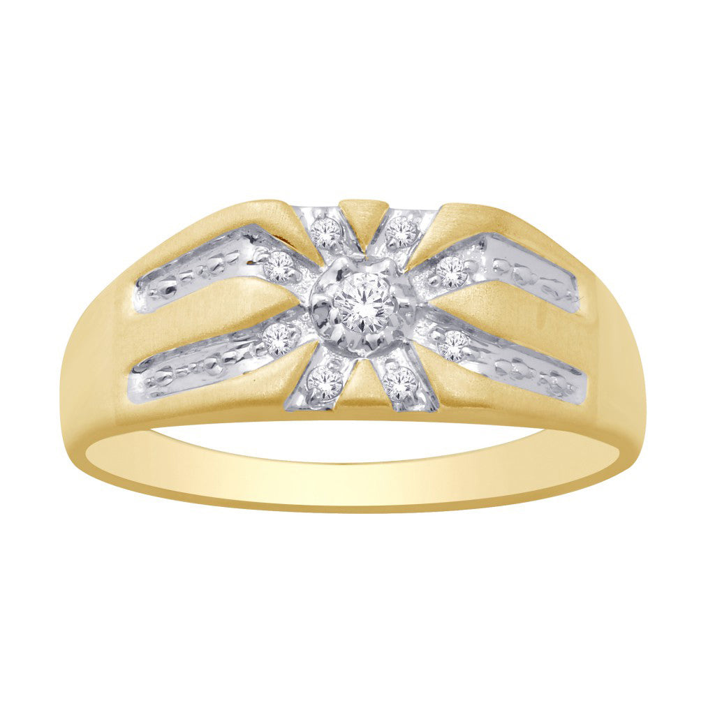 10K Yellow Gold Round 0.09 Cttw Diamond Mens Rings