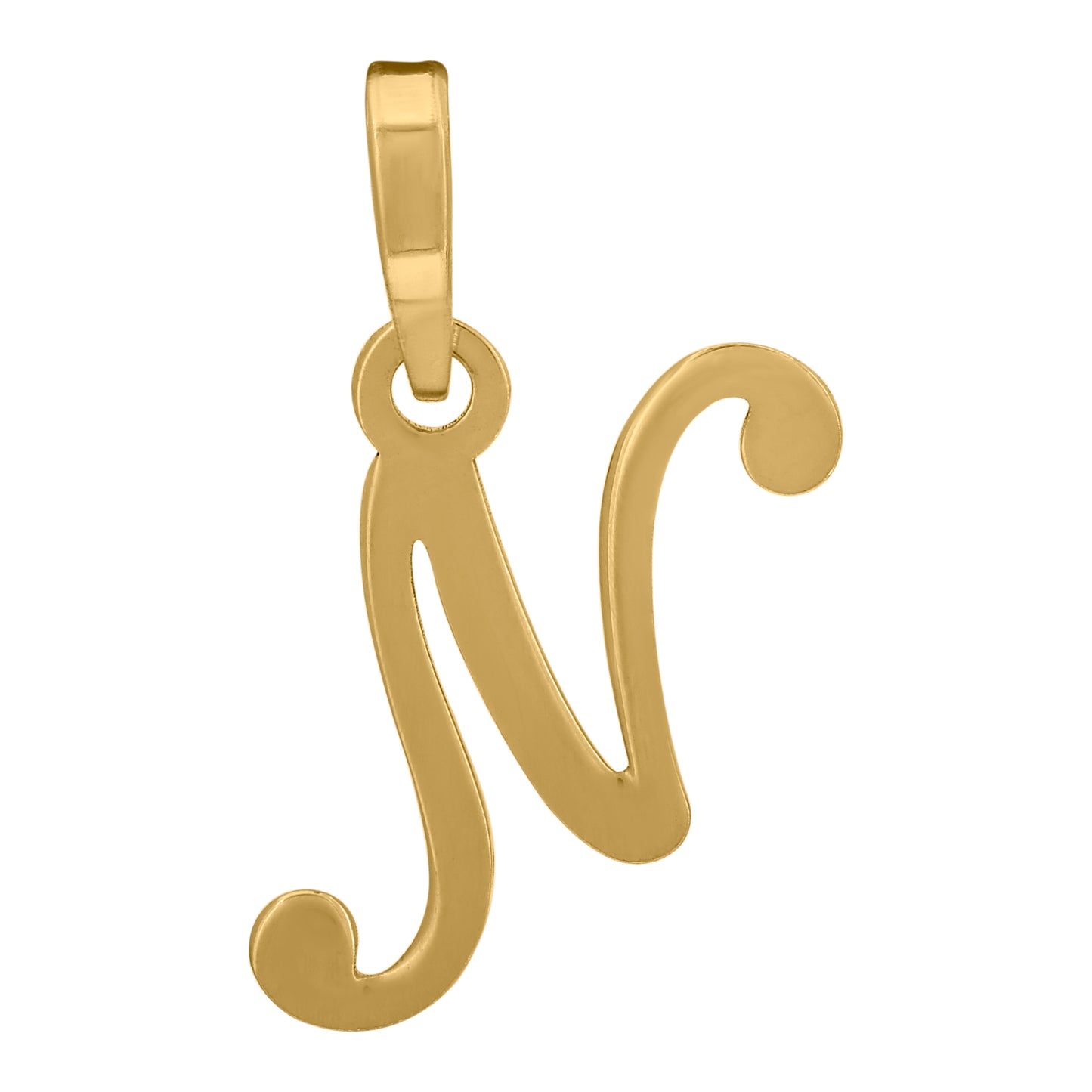 Sterling Silver Or Yellow-tone Unisex Cursive Initial Alphabet Charm Pendant