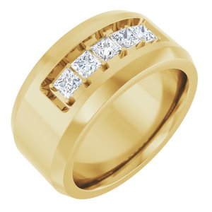 14K Yellow Gold Square 3 X 3 Mm F+ Vs Lab-Grown Diamond Band Size 10