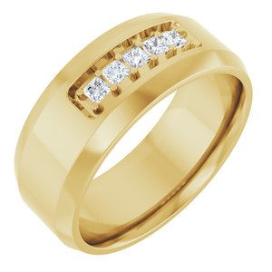 14K Yellow Gold Square 2 X 2 Mm F+ Vs Lab-Grown Diamond Band Size 10